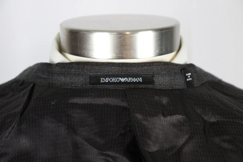$1995 Emporio Armani G Line Suit Mens 42 R  Mens Grey Brown Plaid Wool 2 Piece